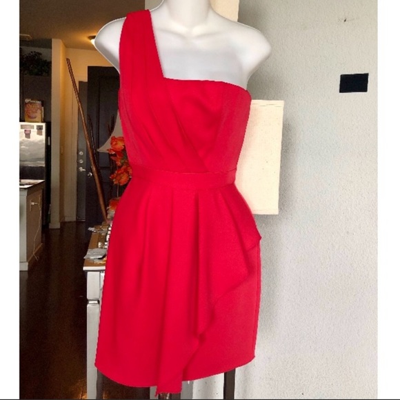Bcbg inner bustier one shoulder red dress xs - Picture 5 of 10